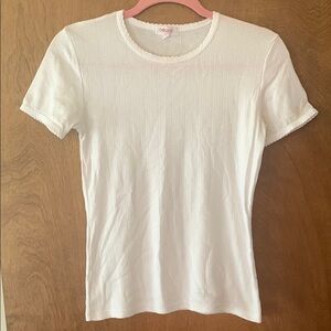 Goldie White Fitted Ribbed Short Sleeve Tee - Small - New w/o tag
